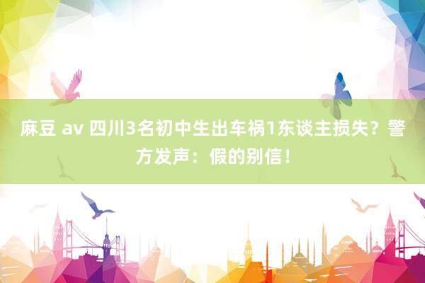 麻豆 av 四川3名初中生出车祸1东谈主损失？警方发声：假的别信！