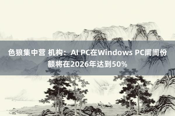 色狼集中营 机构：AI PC在Windows PC阛阓份额将在2026年达到50%