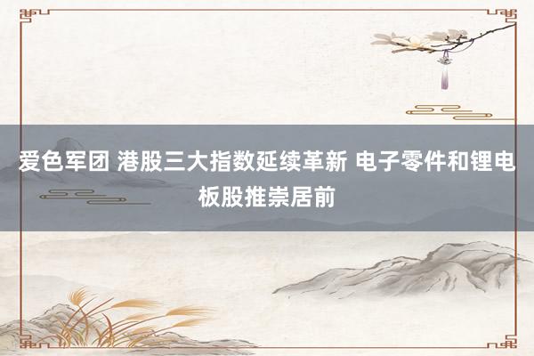 爱色军团 港股三大指数延续革新 电子零件和锂电板股推崇居前