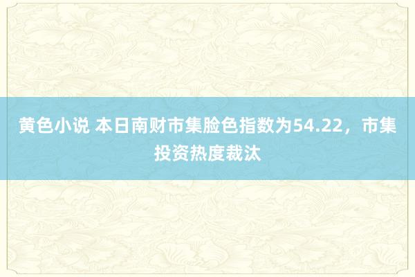 黄色小说 本日南财市集脸色指数为54.22，市集投资热度裁汰