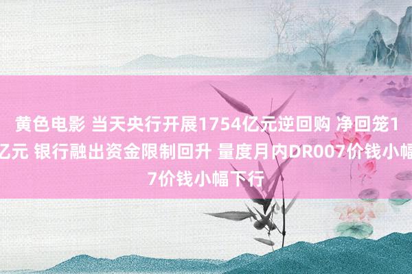 黄色电影 当天央行开展1754亿元逆回购 净回笼1778亿元 银行融出资金限制回升 量度月内DR007价钱小幅下行